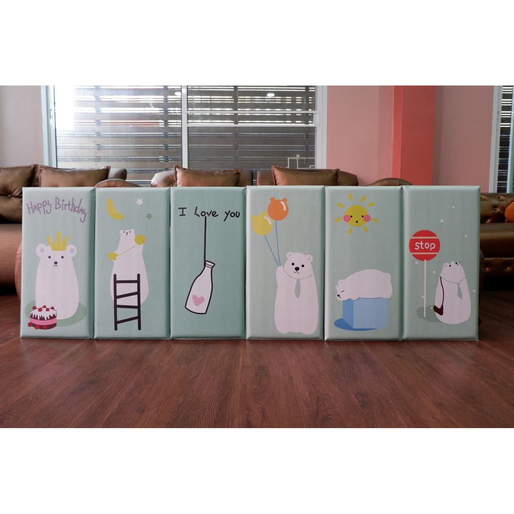 บุผนัง ผนังกันกระแทก ลายการ์ตูนมีกาวในตัว สีเขียว ขนาด 30x60 ซม.