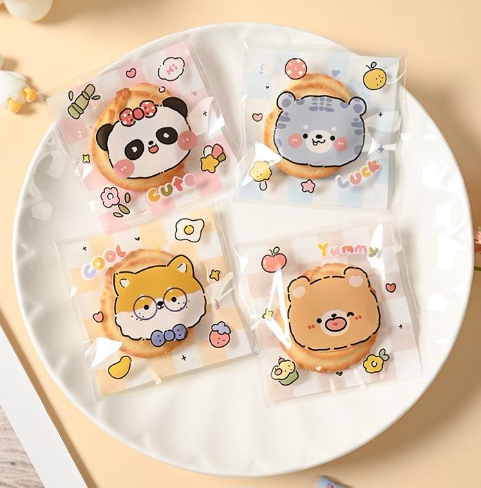 ถุงคุ๊กกี้ ฝากาว ขนาด 7x7 ซม.(ลายพิเศษสุด) จำนวน 95-100 ชิ้นต่อแพ็ค ชุดที่ 3/3