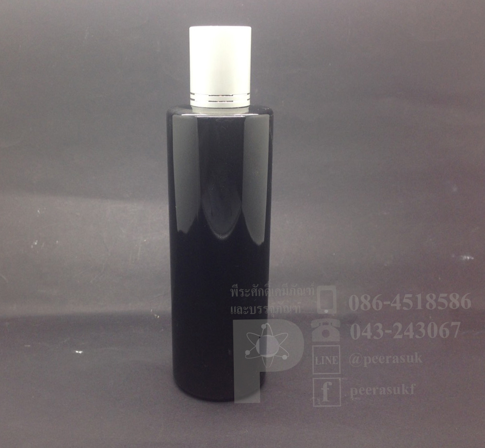 SA250 ml สีดำ+จุกตัน+ฝาเกลียวอลูสีเงินลาย แพคละ 10 ชิ้น