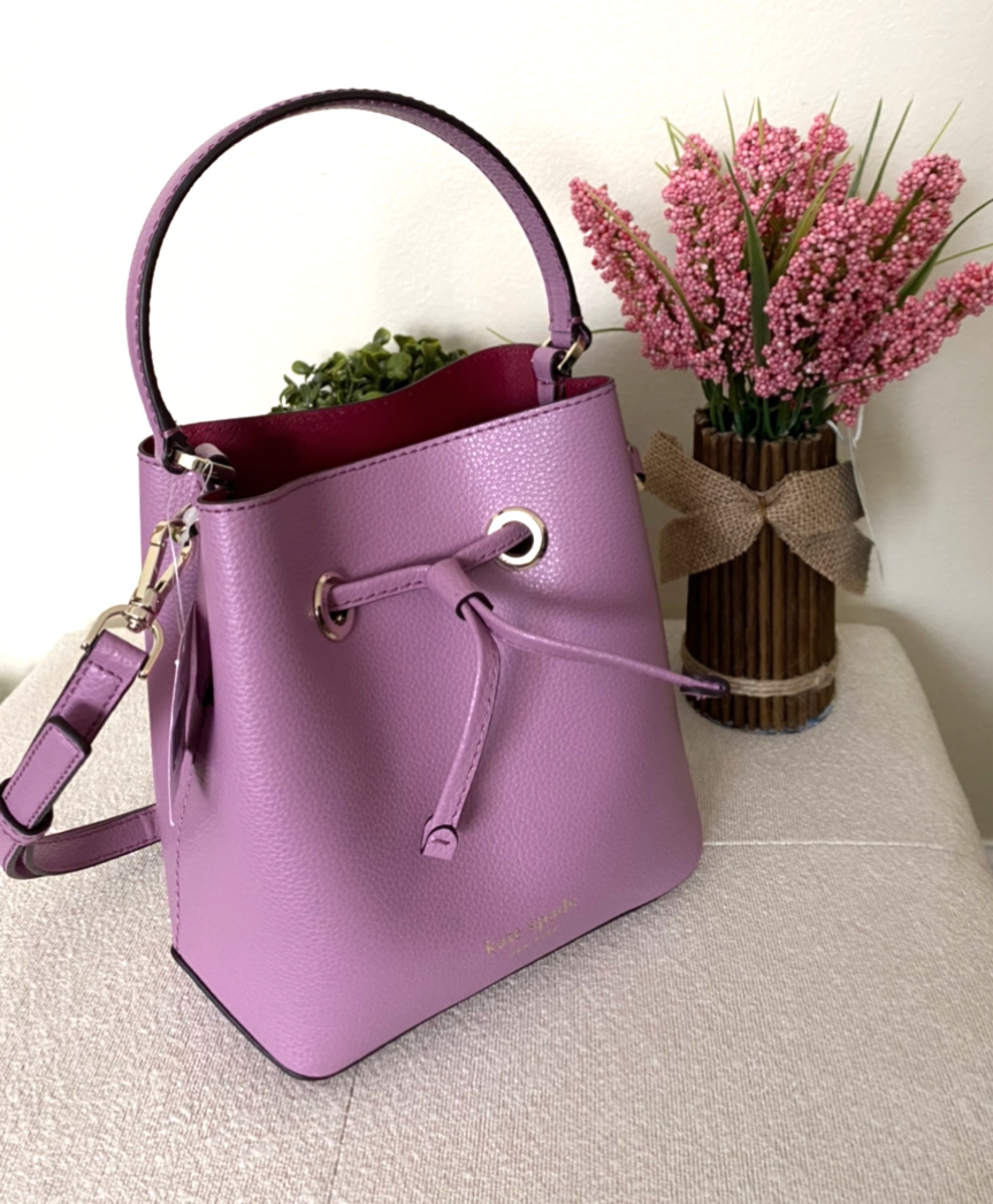 กระเป๋า Kate spade small bucket wkru5857 eva ทรงขนมจีบ สีม่วง