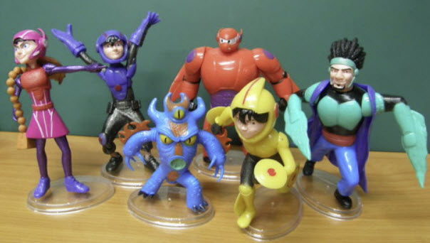 โมเดลชุดรวมตัวการ์ตูน Big Hero 6 ขนาด 3-5 นิ้ว มีฐานตั้ง
