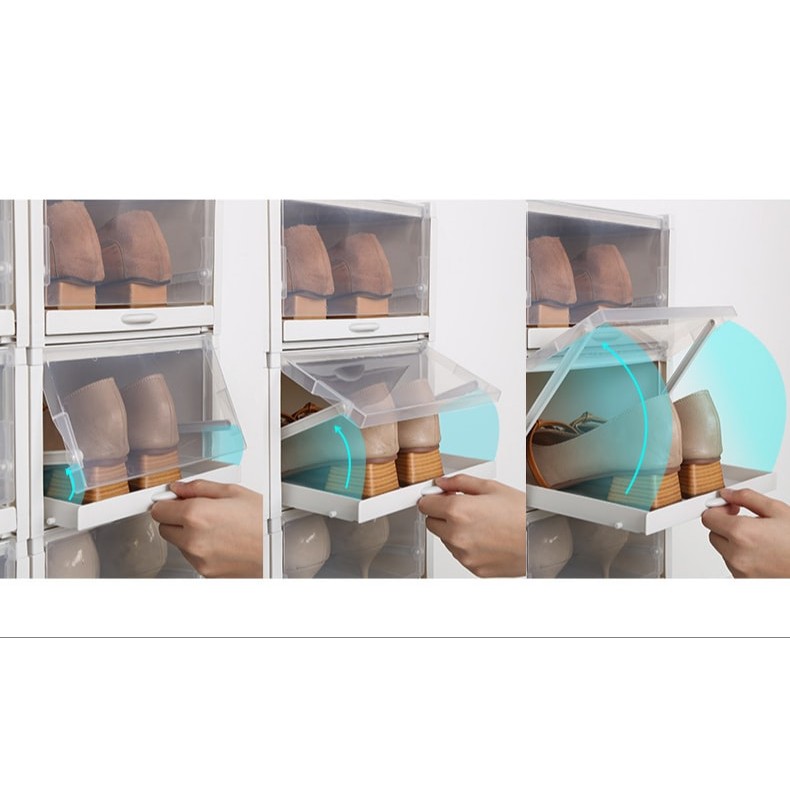 กล่องเก็บรองเท้า แบบลิ้นชักฝาสไลด์ (3 กล่อง/1เซ็ต) ไซส์ใหญ่