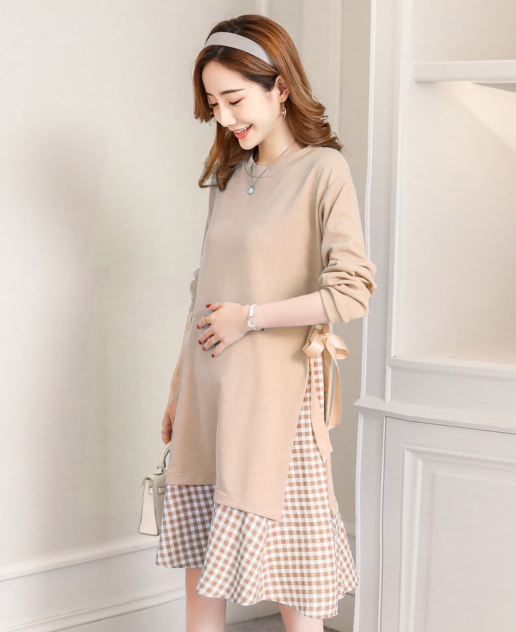 ชุดคลุมท้องแฟชั่นเทรนใหม่ แขนยาว มีโบว์ผูกด้านข้าง ใส่ได้ถึงคลอด สวยมากค่ะ M L XL XXL