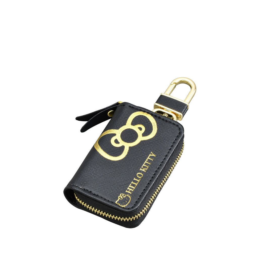 [PRE-ORDER] ซองหนัง ใส่กุญแจ รีโมทรถยนต์ กระเป๋าใส่กุญแจรถ คิตตี้ สีดำ ลายทอง Hello Kitty Car Key Case