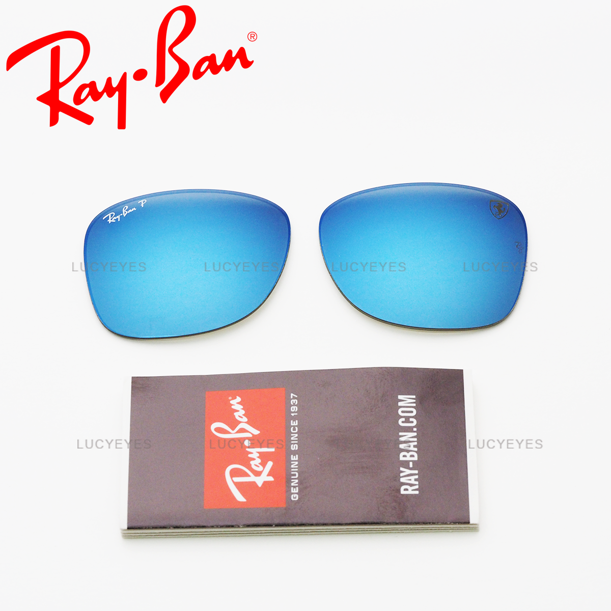 เลนส์ RAYBAN แท้ 100% RB4195MF, FERRARI COLLECTION เลนส์สีปรอทน้ำเงิน Polarized