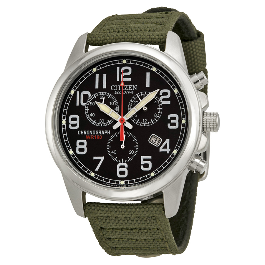 Citizen AT0200-05E นาฬิกาข้อมือผู้ชาย Eco-Drive Canvas Military Chronograph Men's Watch
