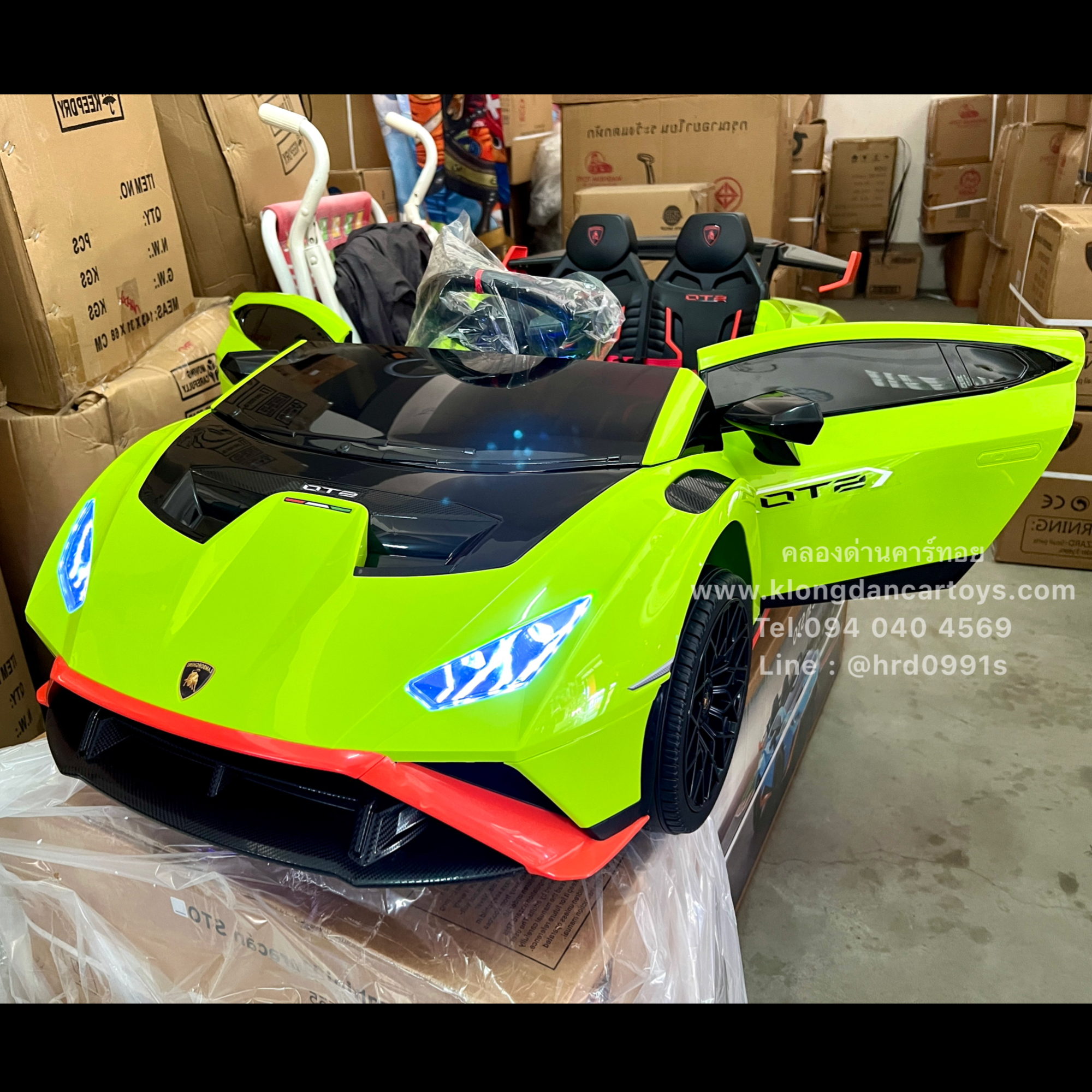 *ลิขสิทธิ์แท้*รถแลมโบกินีHuracanSTO*ดริฟได้, มอเตอร์แรง120W* (2มอเตอร์ แบต12v10a, มีโช้คนิ่ม, มีรีโมทบูลทูธ, เปิดประตูได้) สวยเท่ส์เครื่องแรงจัด