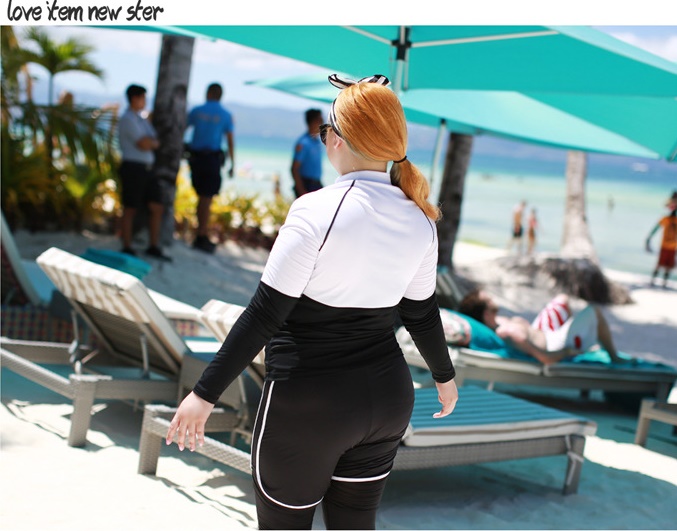 ชุดว่ายน้ำคนอ้วน พร้อมส่ง :ชุดว่ายน้ำไซส์ใหญ่แบบสปอร์ตสีดำขาวแต่งลายอักษร set 5 ชิ้นมีเสื้อแขนยาว บรา บิกินี่ กางเกงขาสั้น กางเกงขายาว แบบสวยคุ้มสุดๆจ้า:รายละเอียดไซส์คลิกเลยจ้า