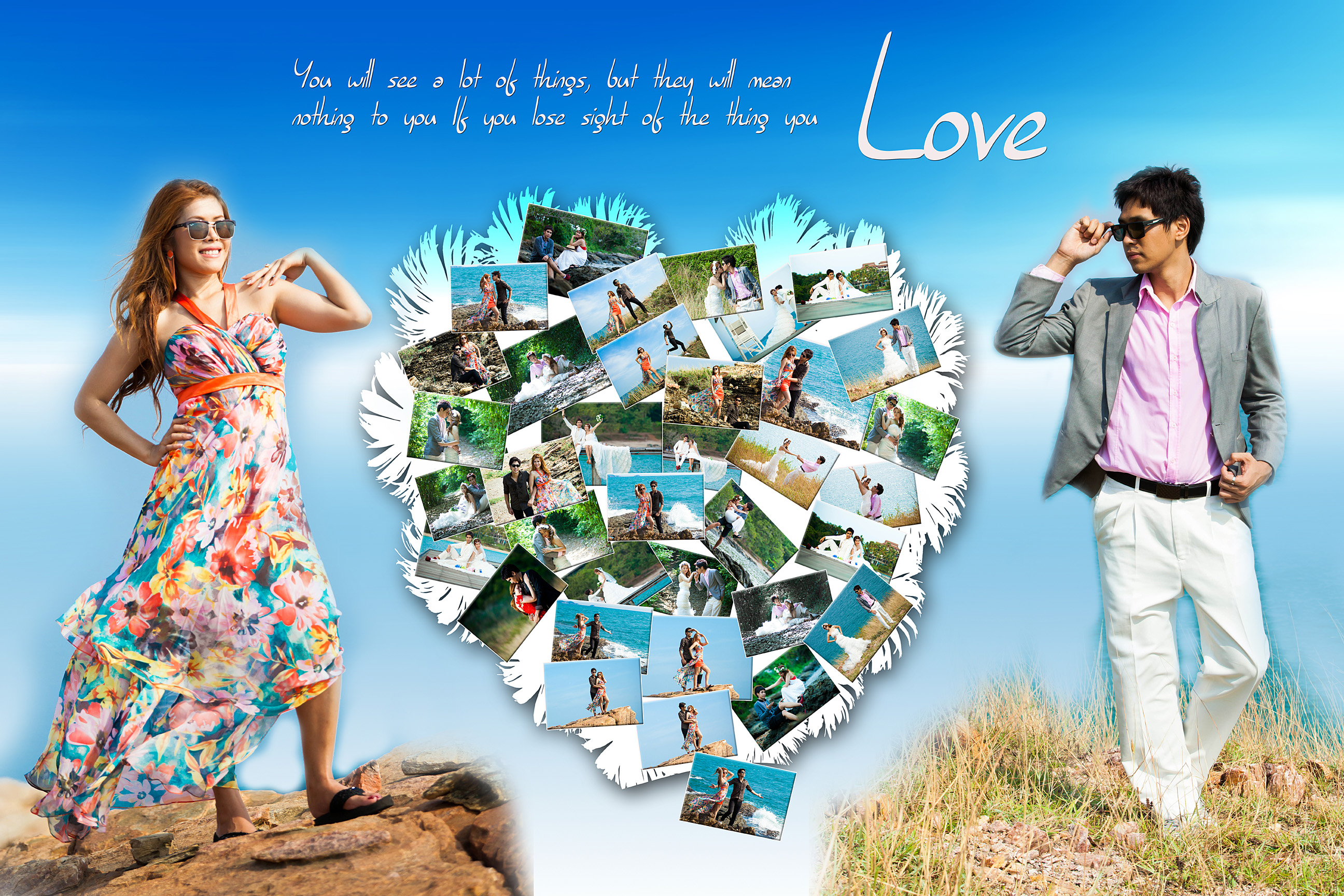 ของขวัญงานงานแต่ง PhotoMix ขนาด 20x30 นิ้ว กรอบลอยด้าน