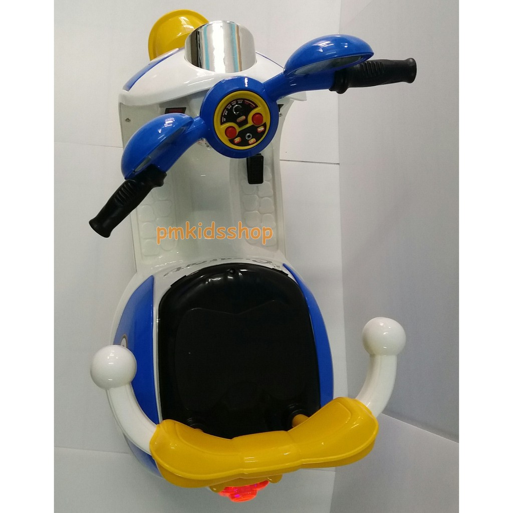รถแบตเตอรรี่มอเตอร์ไซค์คุณหนู สีฟ้า-ขาว