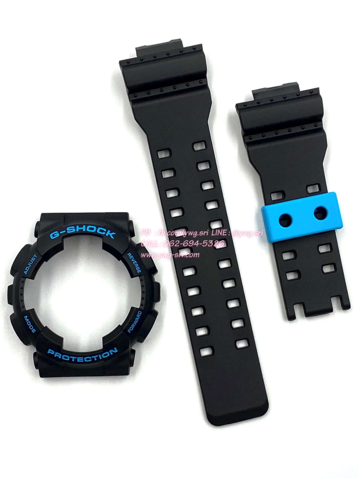 กรอบสาย G-SHOCK แท้✅ สีดำด้านฟอนต์ฟ้าห่วงฟ้า ใส่ได้กับรุ่น GA-100 ,GA-110 ,GA-120 ,GA-140 ,GAX-100 ,GD-100 ,GD-120