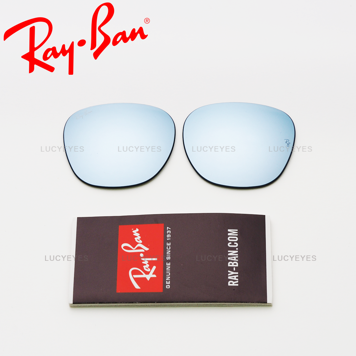 เลนส์ RAYBAN แท้ 100% RB3016 114530, CLUBMASTER เลนส์สีปรอทเงิน