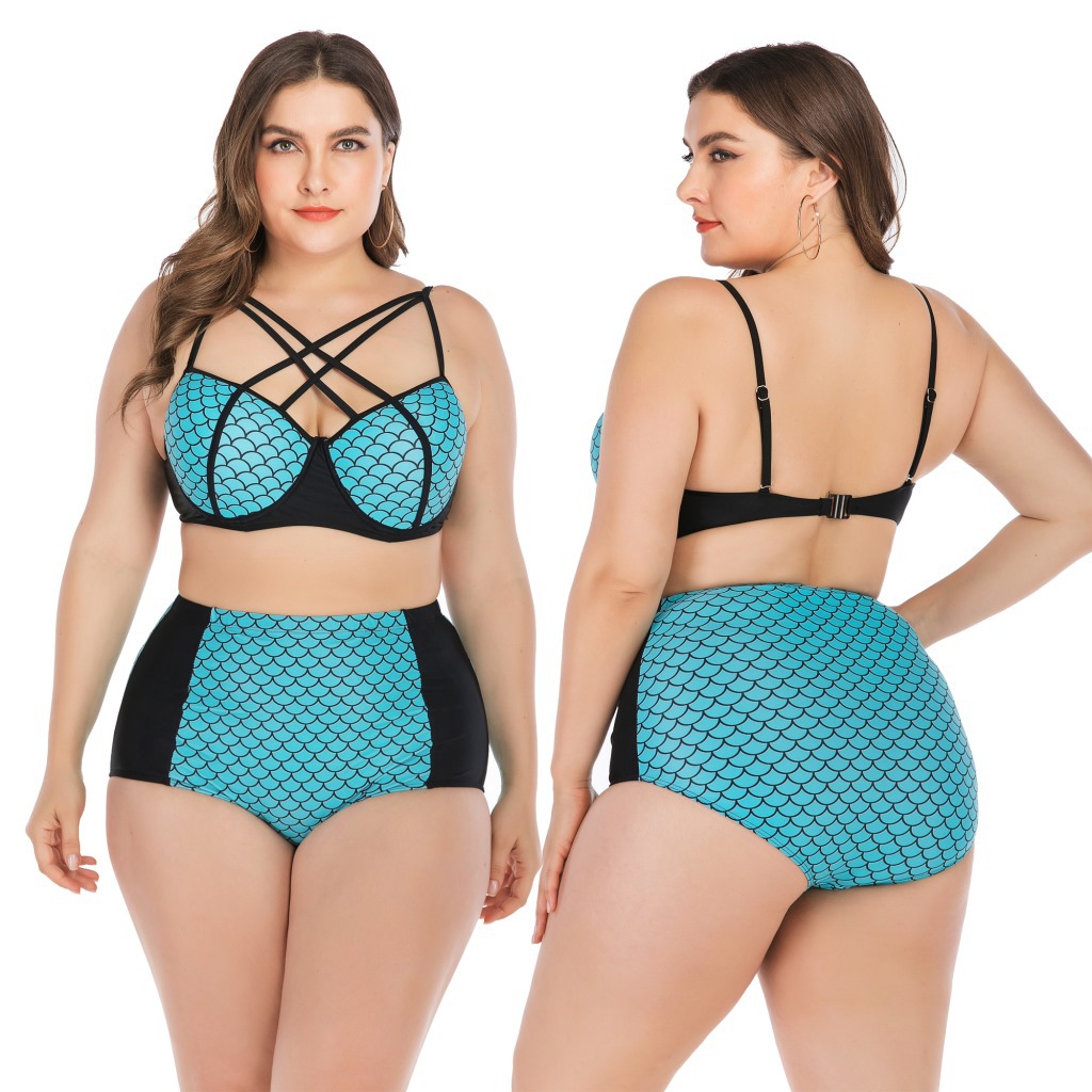ชุดว่ายน้ำทูพีช ไซส์ใหญ่ 4xl พร้อมส่ง :ชุดว่ายน้ำคนอ้วนสีเขียวน้ำทะเลแต่งสายสีดำด้านหน้า ลายเกล็ดปลา สีสันสดใสแบบสวย sexy มากๆจ้า