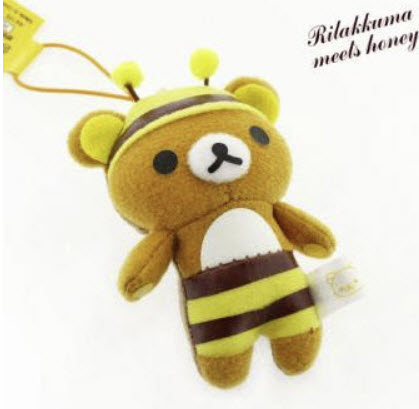 ตุ๊กตาห้อยมือถือ คุมะชุดผี้ง (Rilakkuma Honey Bee)