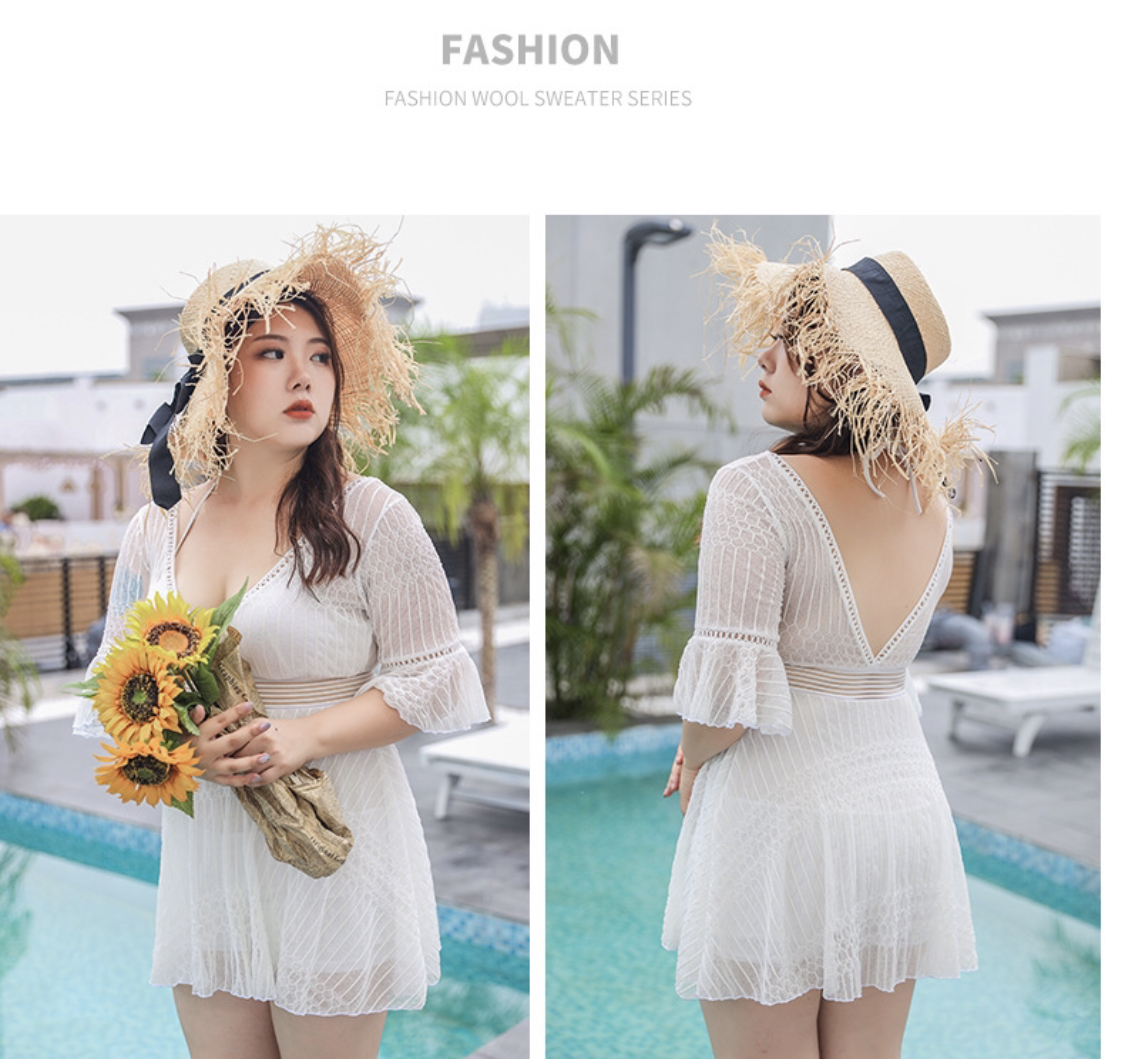 ชุดว่ายน้ำคนอ้วน ชุดเที่ยวทะเล 6xl พร้อมส่ง:ชุดว่ายน้ำไซส์ใหญ่สีขาวผ้าซีทรู มีกางเกงขาสั้นใส่ด้านใน แบบสวย sexyมากๆจ้า ขนาด - รอบอก 46 - 56 นิ้ว - เอว 38 - 50 นิ้ว - สะโพก 40 - 56 นิ้ว