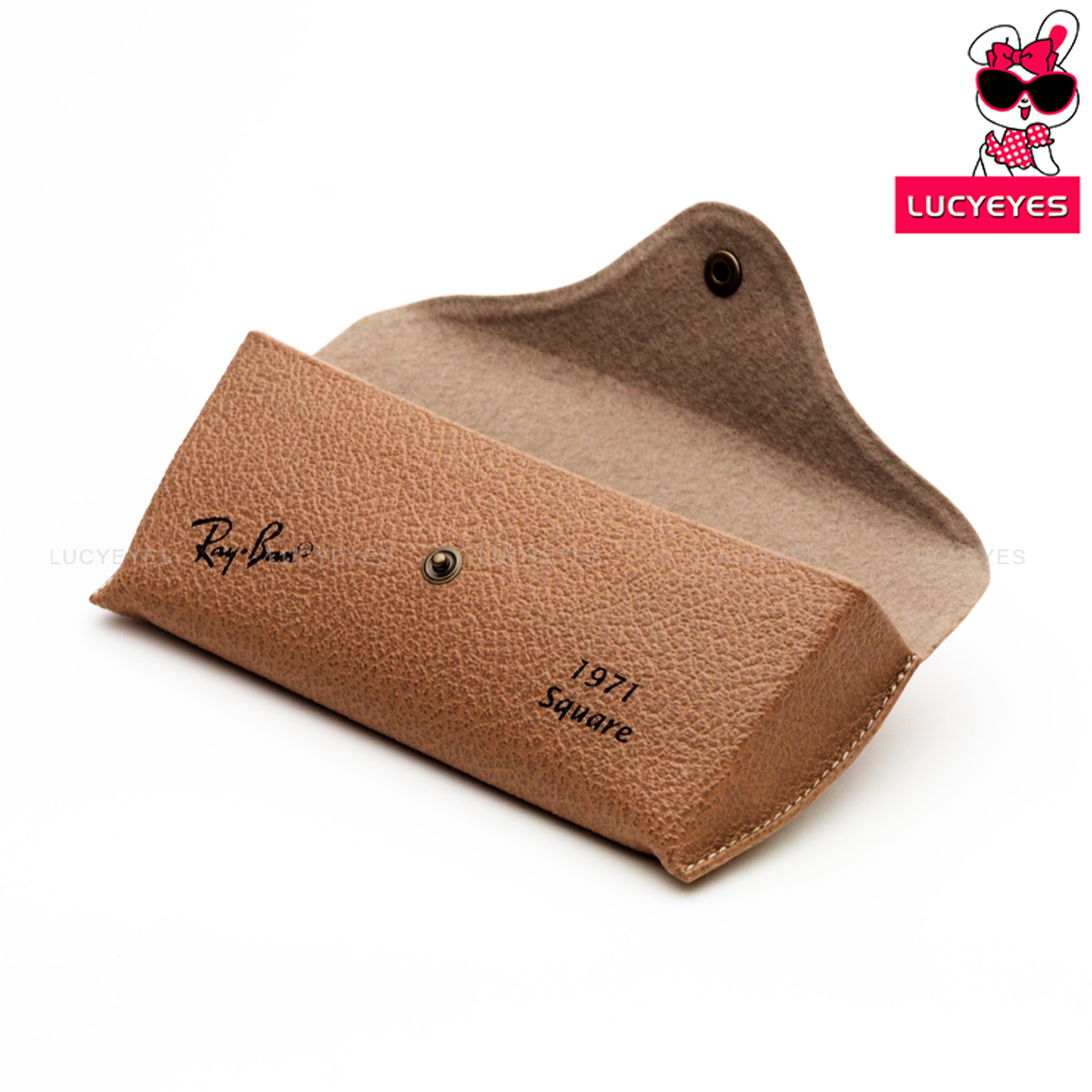 A019 กล่องแว่น RAYBAN แท้ 100% แบบแบนสีน้ำตาล Square 1971