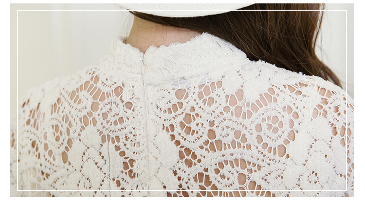 ชุดคลุมท้องแฟชั่น ลูกไม้ขาวครีม แขน3ส่วน แขนระบายสวยเริ่ด พร้อมชุดซับใน M,L,XL