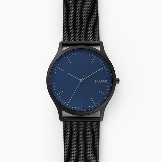 Skagen SKW6554 นาฬิกาผู้ชาย Jorn Black Steel-Mesh Quartz Men's Watch