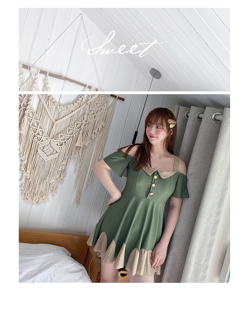 ชุดว่ายน้ำคนอ้วน 5xl พร้อมส่ง: ชุดเที่ยวทะเลไซส์ใหญ่สีเขียวเว้าไหล่ มีกางเกงขาสั้นใส่ด้านใน แบบสวยน่ารักมากๆจ้า:รอบอก42-52นิ้ว เอว34-44นิ้ว สะโพก40-52นิ้ว