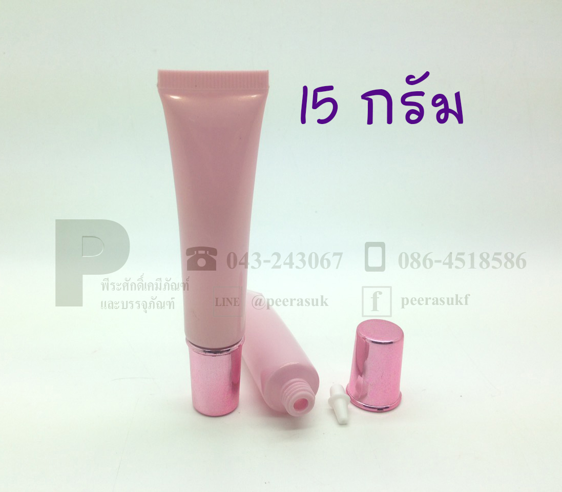 หลอดโฟม ชมพูเคลือบเงา 15 กรัม แพคละ 10 ชิ้น
