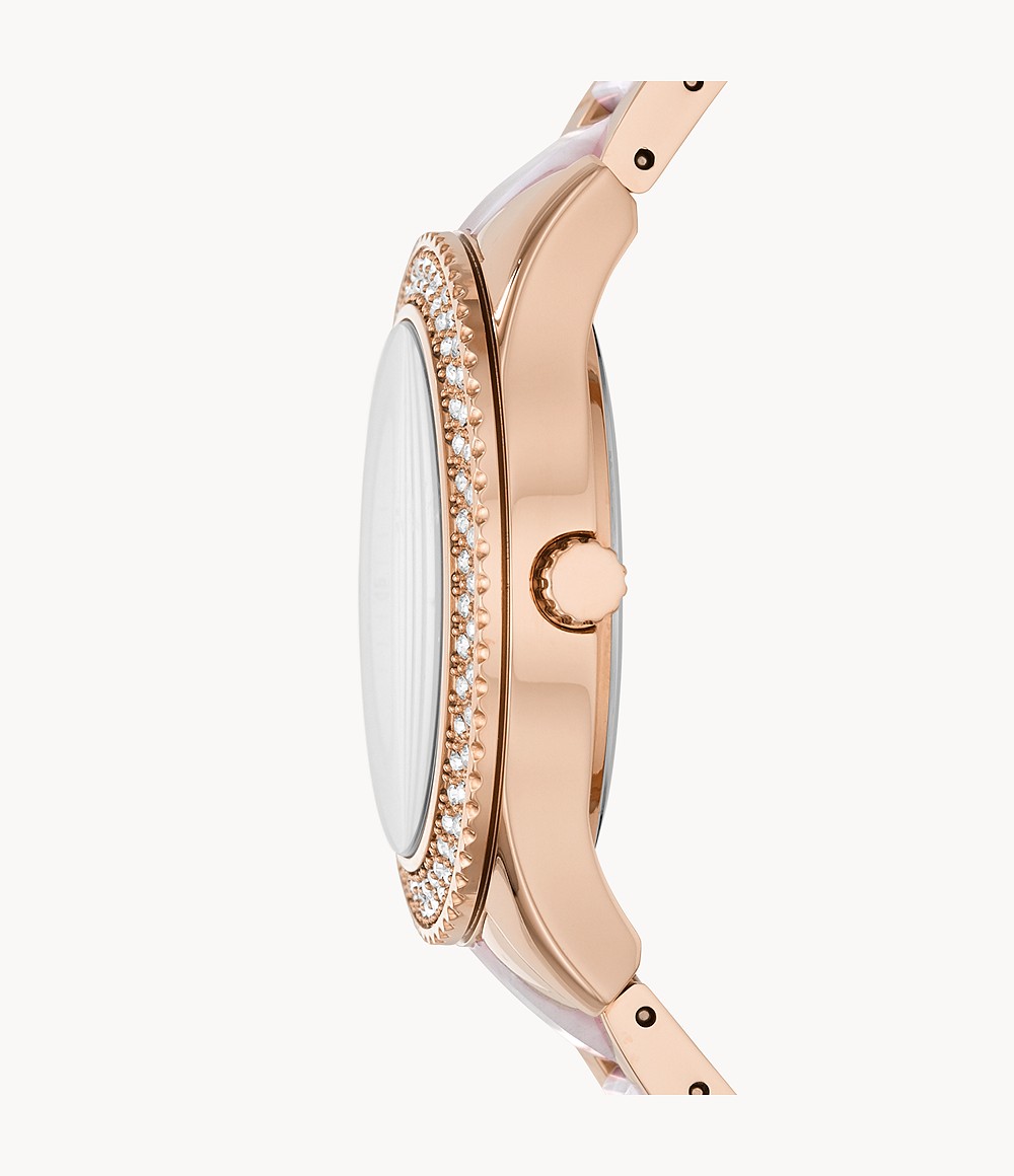 Fossil ES4755 นาฬิกาผู้หญิง Stella Multifunction Two-Tone Stainless Steel and Acetate Quartz Women's Watch