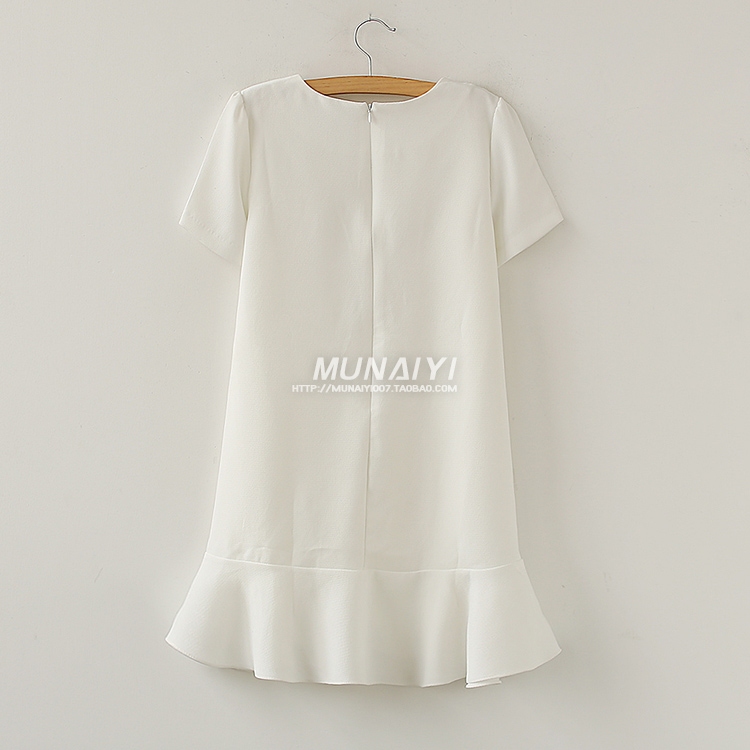 ชุดคนท้อง ผ้าชีฟอง ลายสมอเรือ ต่อระบายชายกระโปรง M,L,XL