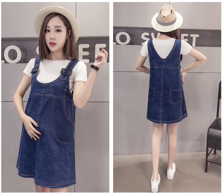 เอี๊ยมกระโปรงคลุมท้องยีนส์ +เสื้อแขนสั้น เอี๊ยมปรับได้ เนื้อดี น่ารักมากค่ะ M,L,XL,XXL