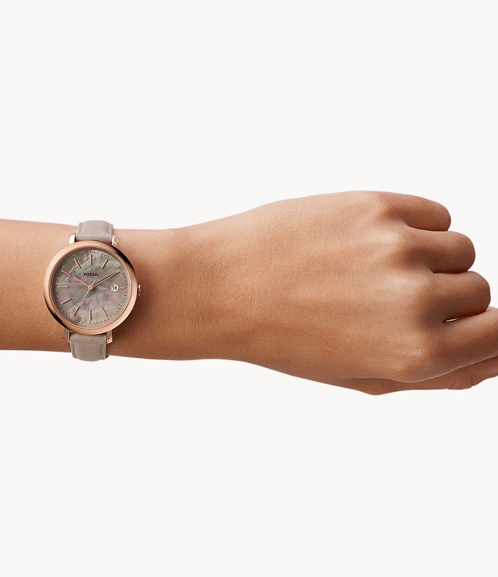 Fossil ES5091 นาฬิกาผู้หญิง Jacqueline Solar-Powered Grey Eco Leather Women's Watch