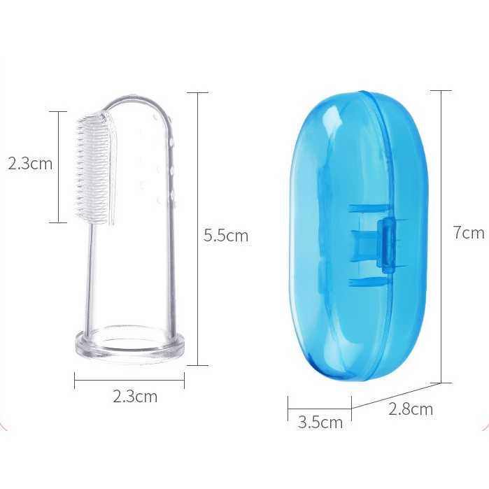 เซตแปรงซิลิโคนสวมนิ้ว BPA Free + กล่องเก็บกันฝุ่น Fingertip Tooth Brush set