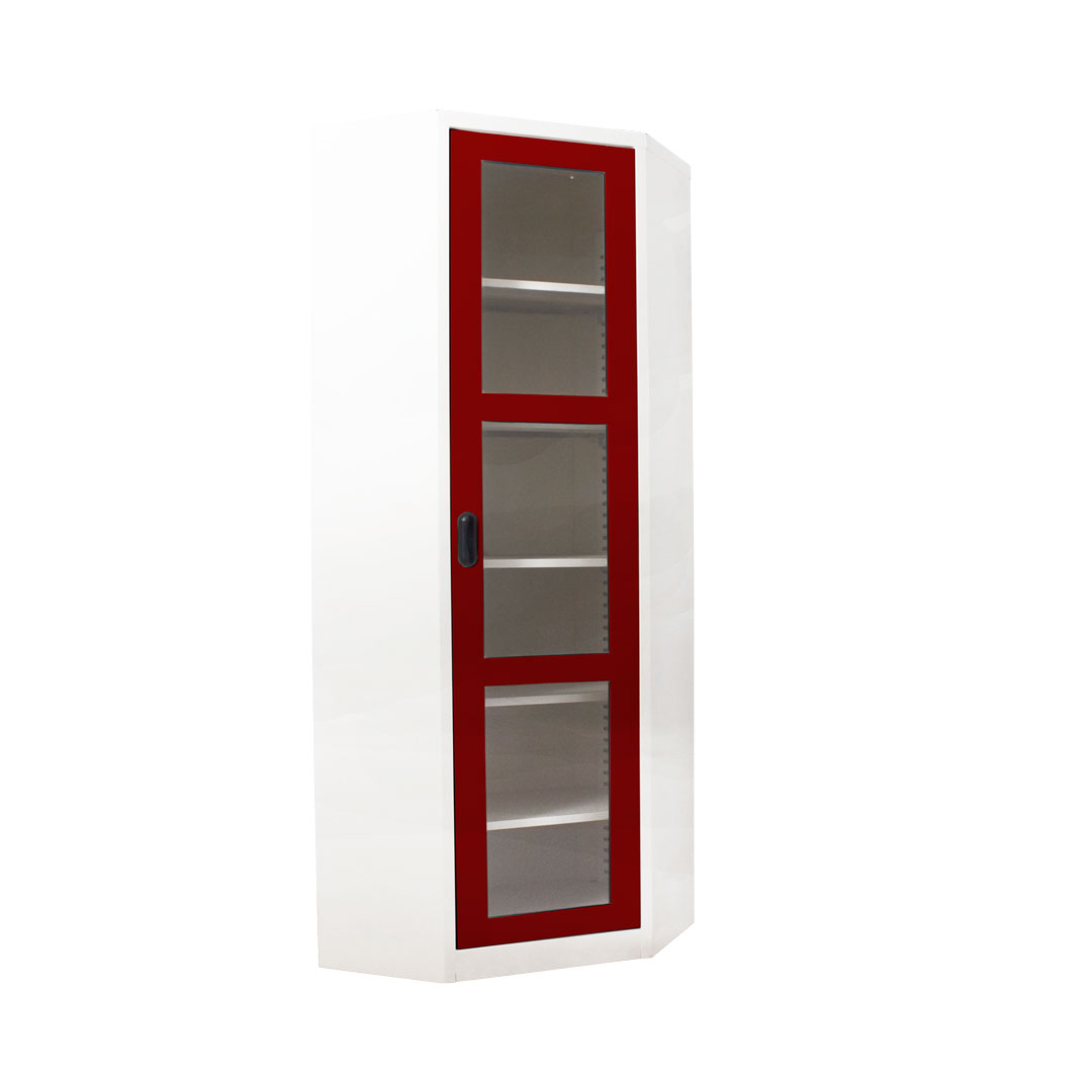 ตู้หนังสือเข้ามุม บานเปิดกระจกkiosk