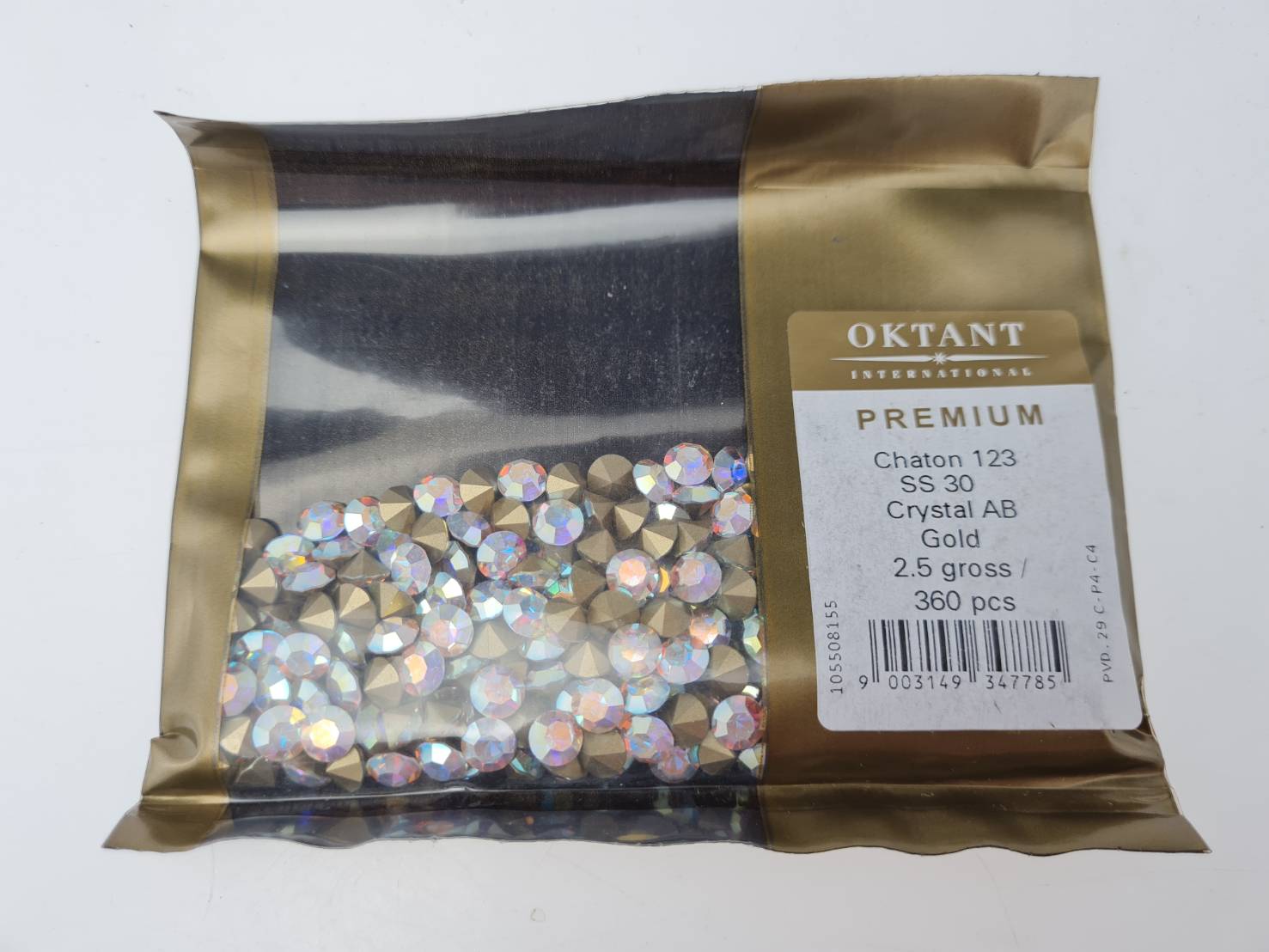 เพชรคริสตัลก้นแหลมขนาด 6.5มิลลิเมตรAB (SS30) Oktant (SWAROVSKI)แท้เกรดนำเข้า