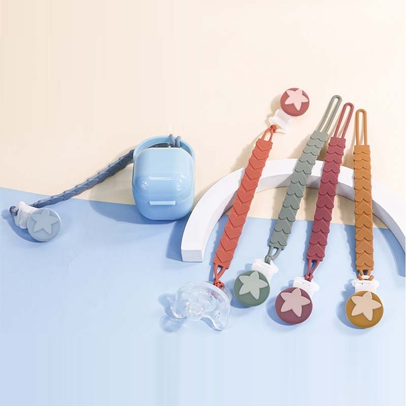 สายคล้องซิลิโคนลายหัวใจ food grade ยาว 28 ซม. สายคล้องจุกหลอกซิลิโคน