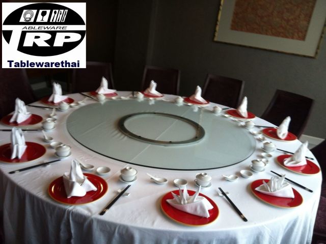 กระจกหมุนโต๊ะจีน เลซีซูซัน Lazy Susan Turntable 懒惰的苏珊 旋转玻璃餐桌 中式旋转玻璃桌套装 กระจกกลมใสขนาด 100 cm.หนา 10 mm. (สำหรับโต๊ะกลม 180 ซม.) Trp.Tablewarethai / ทีอาร์พี.เทเบิ้ลแวร์ไทย