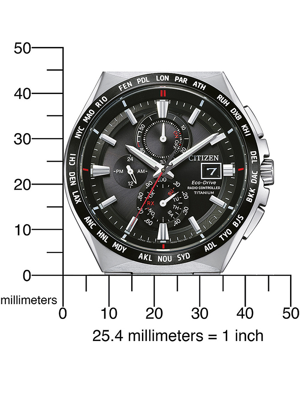 Citizen AT8234-85E นาฬิกาผู้ชาย Eco-Drive Radio Controlled Super Titanium Men's Watch