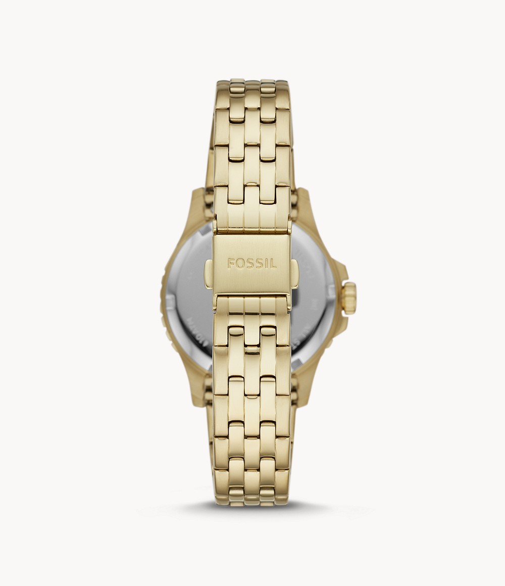 Fossil ES4746 นาฬิกาผู้หญิง FB-01 Three-Hand Date Gold-Tone Stainless Steel Quartz Women's Watch