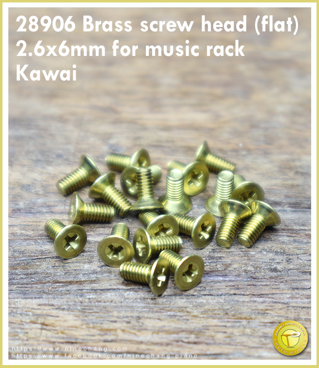 28906 Brass screw head 2.6x6mm (flat) for music rack Kawai