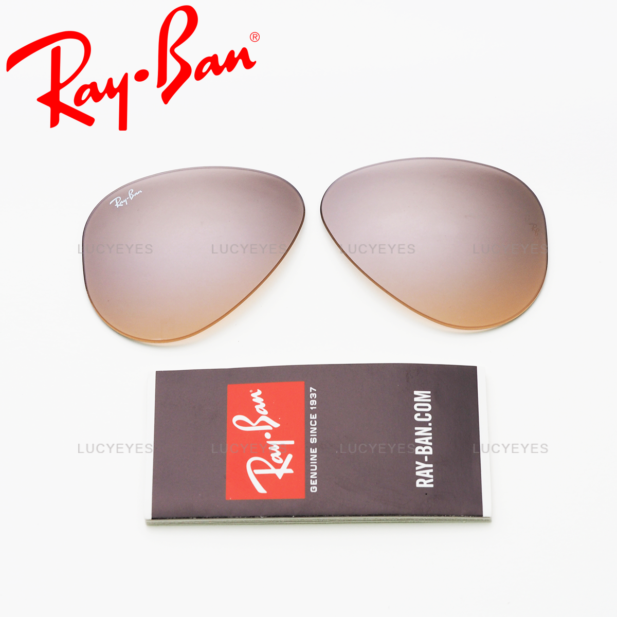 เลนส์ RAYBAN แท้ 100% RB3025 001/3E, AVIATOR เลนส์สีชา-ชมพูไล่สี