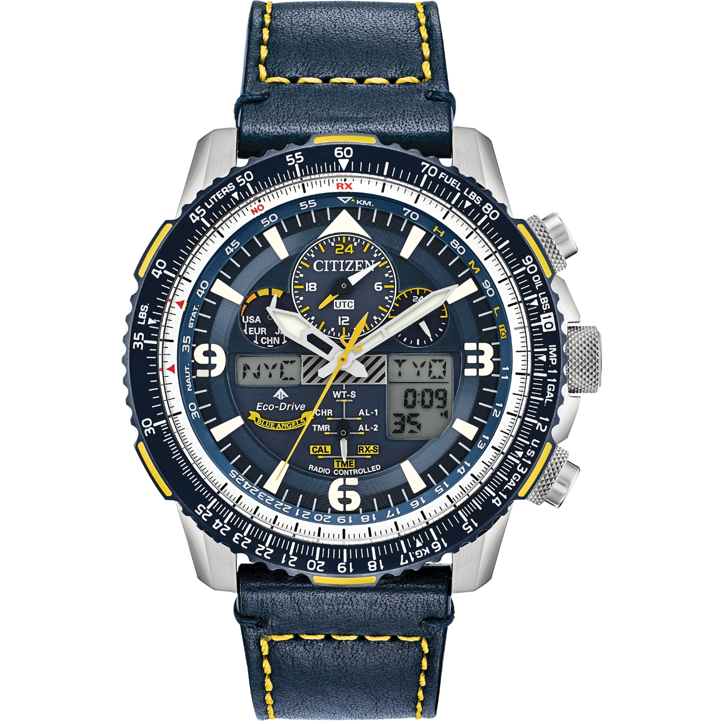 Citizen JY8078-01L นาฬิกาผู้ชาย Promaster Skyhawk Eco-Drive Blue Angels Atomic Men's Watch