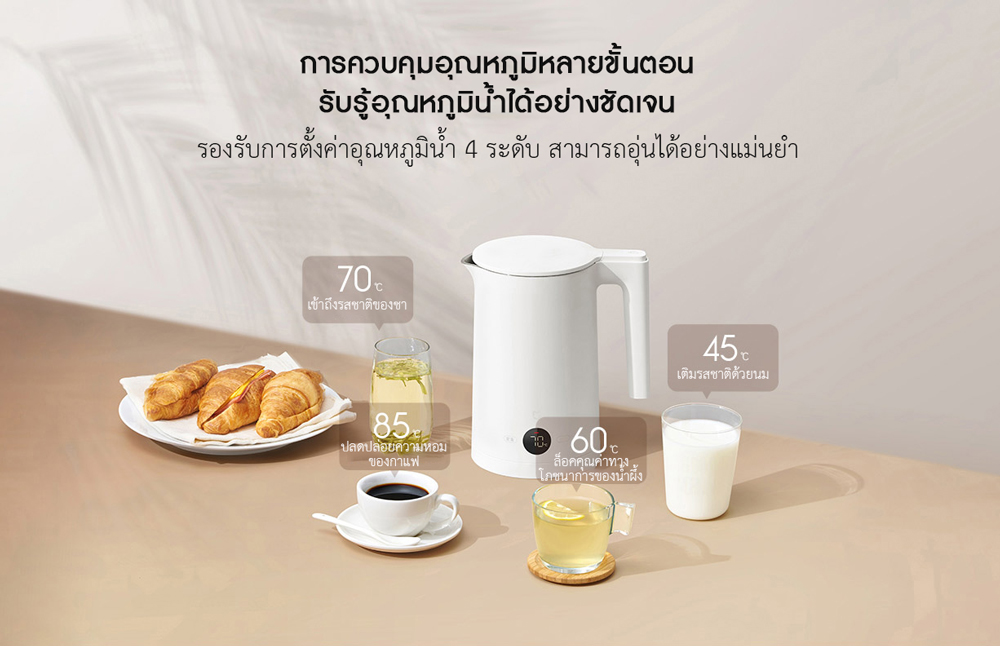 Xiaomi Thermostatic Water Kettle 2 - กาต้มน้ำไฟฟ้ารุ่น 2 (มีจอ) (แถมหัวแปลง)