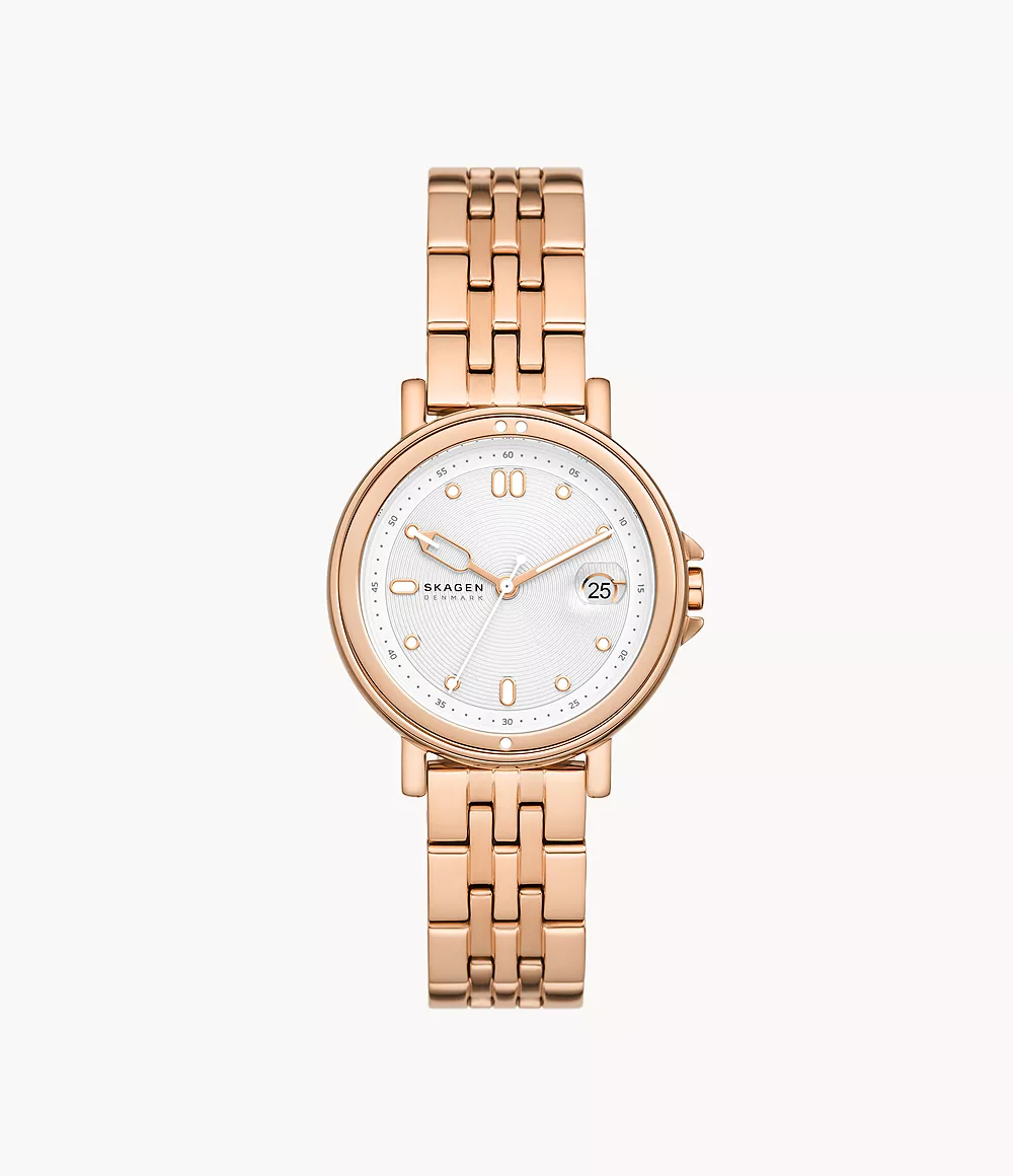 Skagen SKW3136 นาฬิกาผู้หญิง Signatur Lille Sport Three-Hand Date Rose Gold Women's Watch