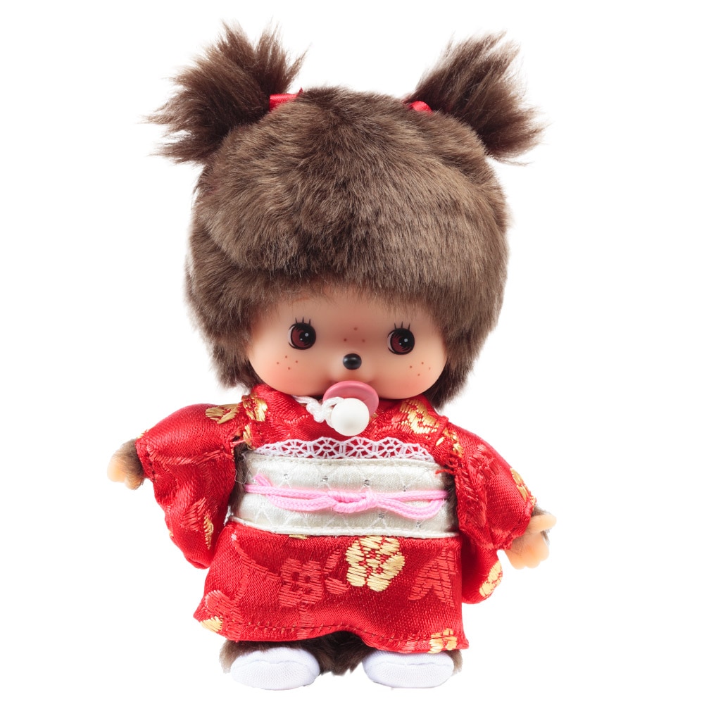 [PRE-ORDER] เบบี้ ม่อนชิชิ BEBICHHICHI กิโมโน สีแดง Size 15 cm นำเข้าจากญี่ปุ่น Monchhichi Babychhichi Red Kimono お着物ベビチッチ 女の子 IPM-19-Z