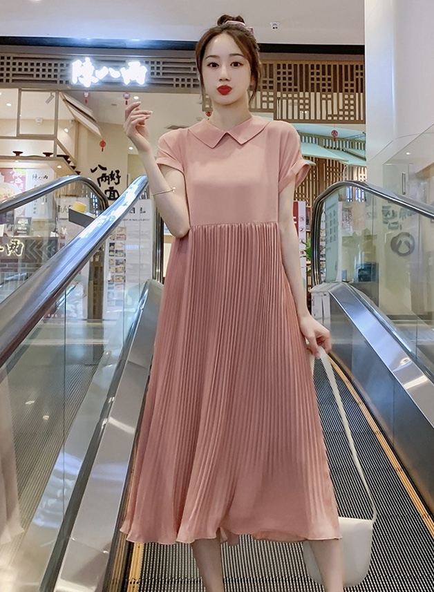 เดรสคลุมท้องแฟชั่น ผ้าชีฟองช่วงพรีทมีซับในอย่างดี ช่วงคอทำปกสวยค่ะ ผ้านิ่มมีน้ำหนัก ใส่ได้ถึงคลอด M L XL XXL