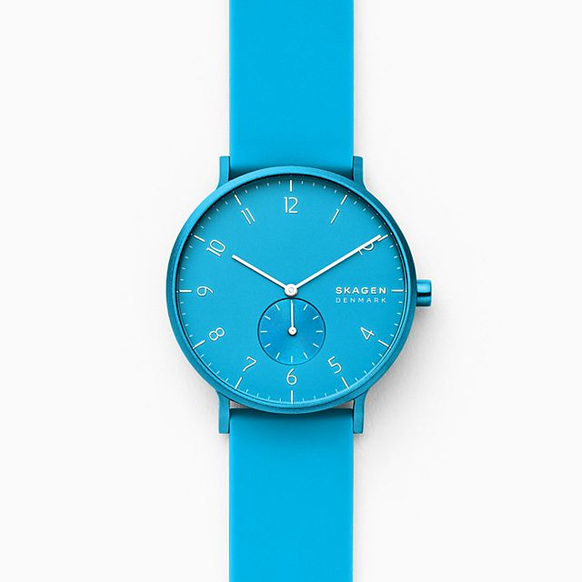 Skagen SKW6555 นาฬิกาผู้ชาย Aaren Kulor Neon Green Silicone Quartz Men's Watch
