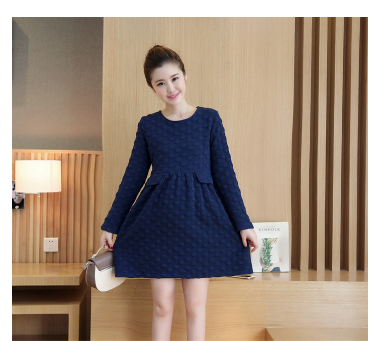 ชุดคลุมท้อง ลาย DOT 3มิติ ผ้านุ่มหนา ทรงน่ารัก สีน้ำเงิน M,L,XL,XXL