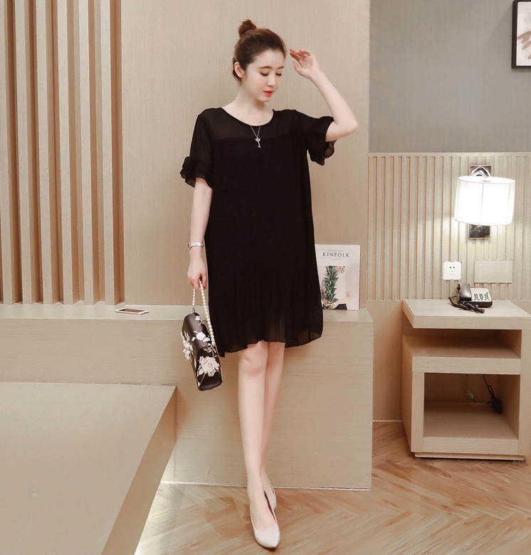 ชุดคลุมท้อง ผ้าชีฟอง ช่วงบนเป็นซีทรู ตัวชุดอัดพรีท น่ารักค่ะ S,M,L,XL,2XL,3XL