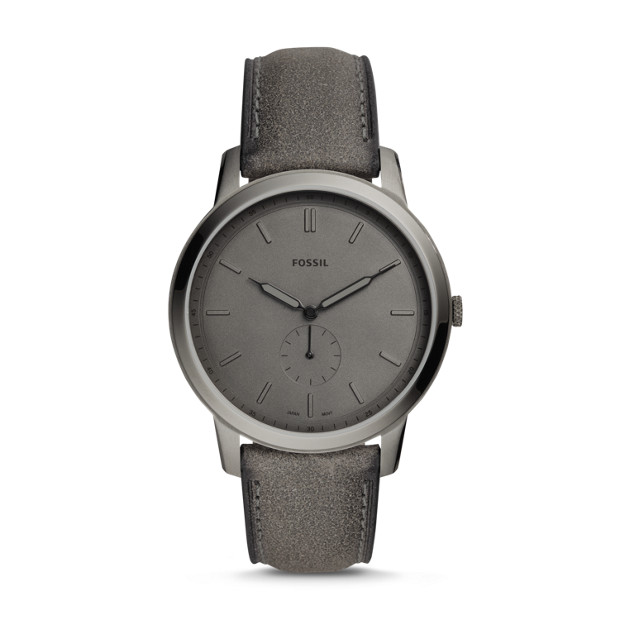 Fossil FS5445 นาฬิกาผู้ชาย Fossil รุ่น FS5445, The Minimalist Two-Hand Gray Leather Men's Watch