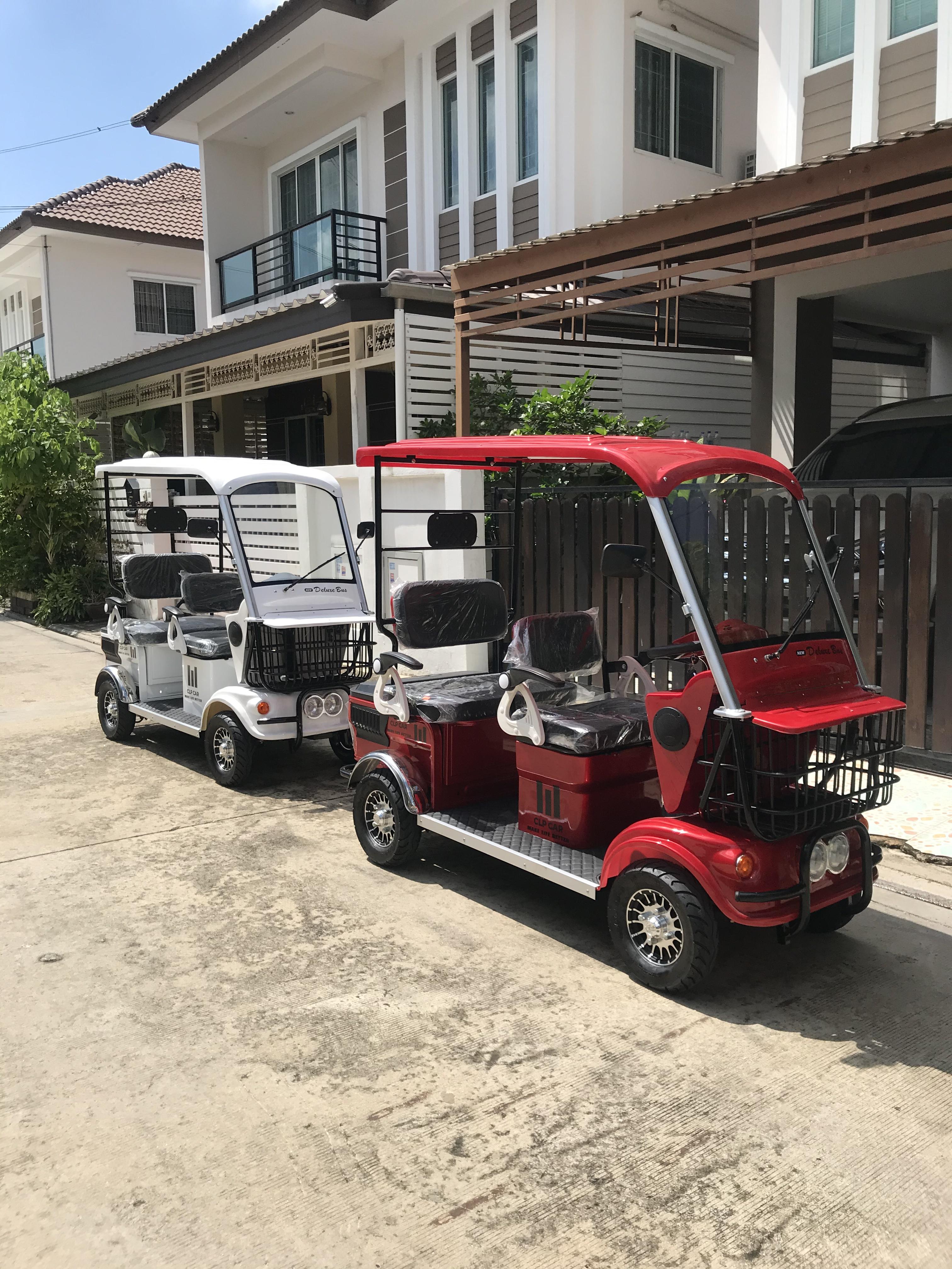 รถไฟฟ้า 4 ล้อ 3 ที่นั่ง รุ่น M-01 ยี่ห้อ CLP CAR สีแดง ขับแฮนด์บิด