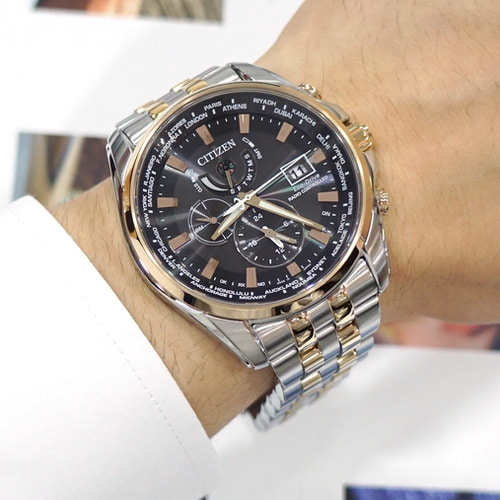Citizen AT9038-53E นาฬิกาชาย Eco-Drive Global Radio Controlled AT World Time Japan Men's Watch