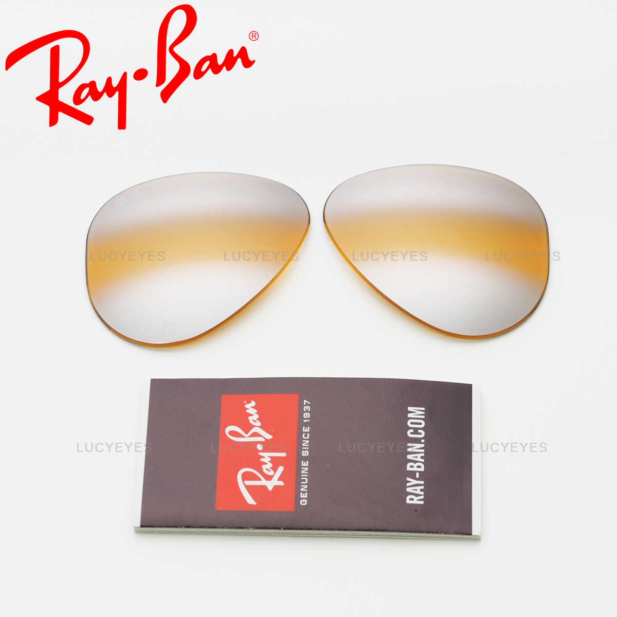 เลนส์ RAYBAN แท้ 100% RB3025 9153AG, AVIATOR, เลนส์สีปรอทเหลือง-เทาไล่สี