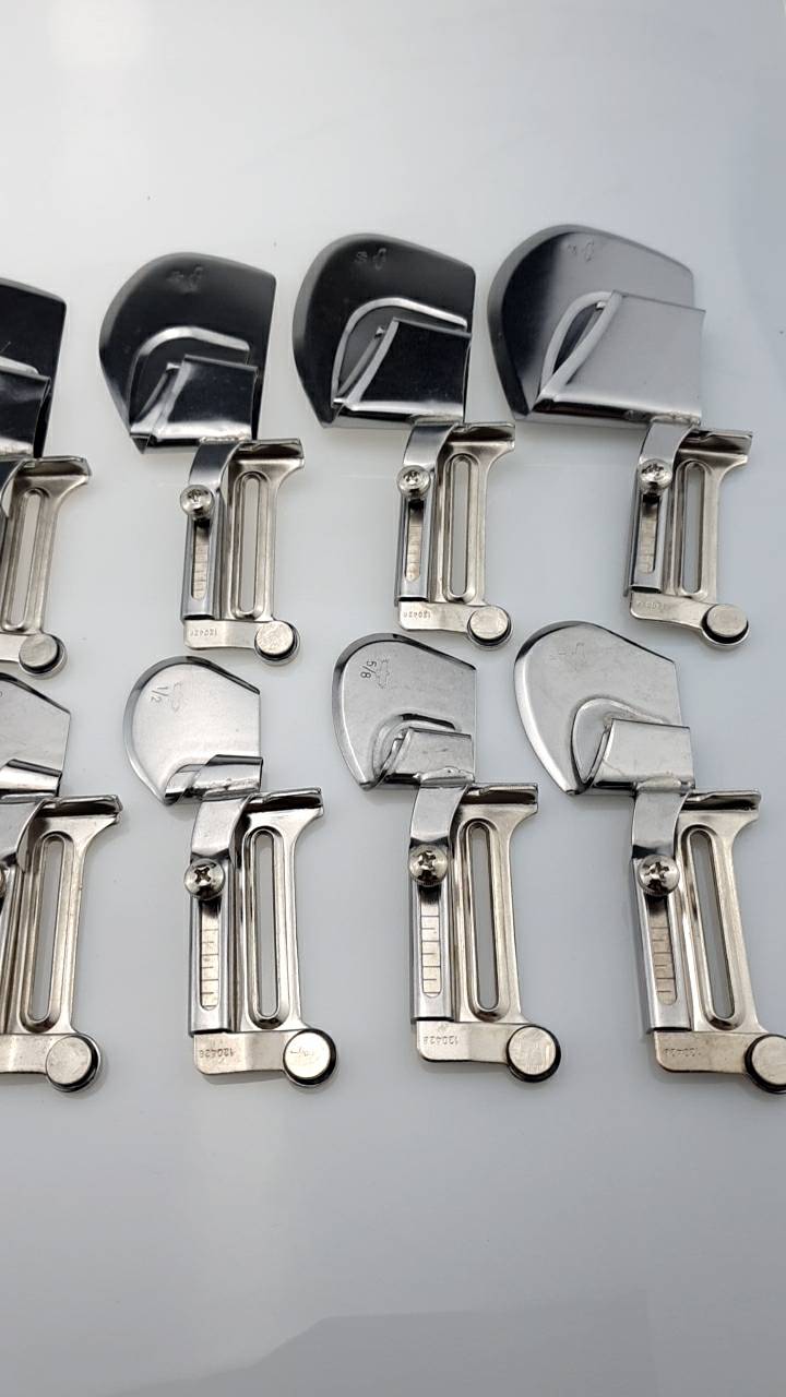 ซองพับชายผ้า แบบอมขอบ ขนาด 1/8 (3.2มิลลิเมตร) ถึง 2 นิ้ว (50 มิลลิเมตร)จักรอุตสาหกรรมเข็มเดี่ยว มีหลายขนาดให้เลือก